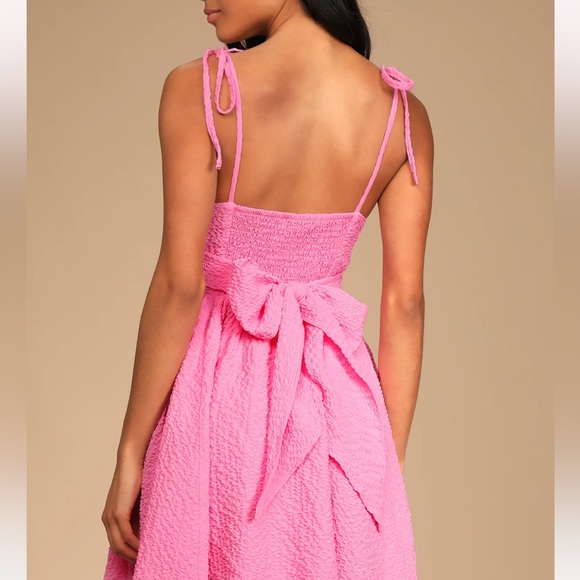 Lulus Cute and Sweet Pink Tie-Back Mini Skater Dress - Picture 2 of 9